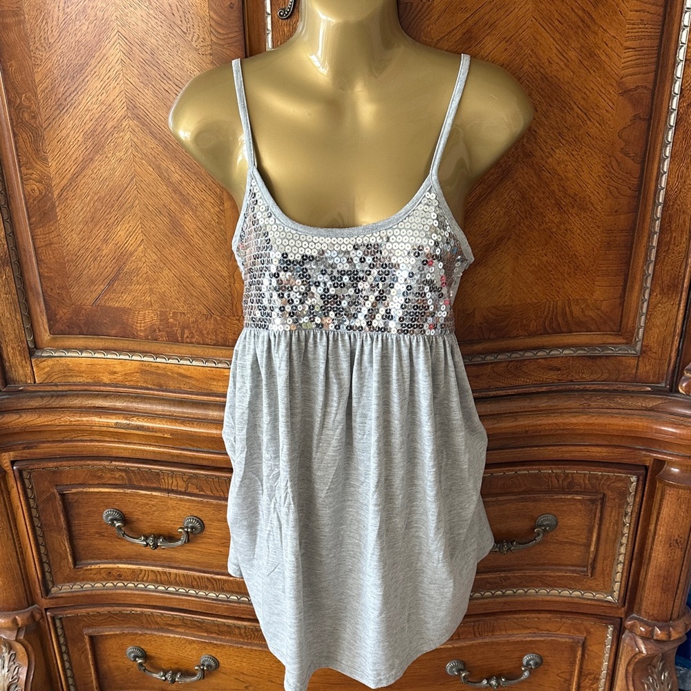 Gray Sequin Embellished Women's Top